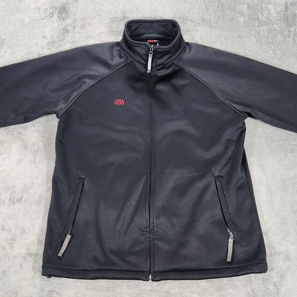 686 Jacket Mens XL Black SMARTY Tech Softshell Fleece Lined Ski Snowboard